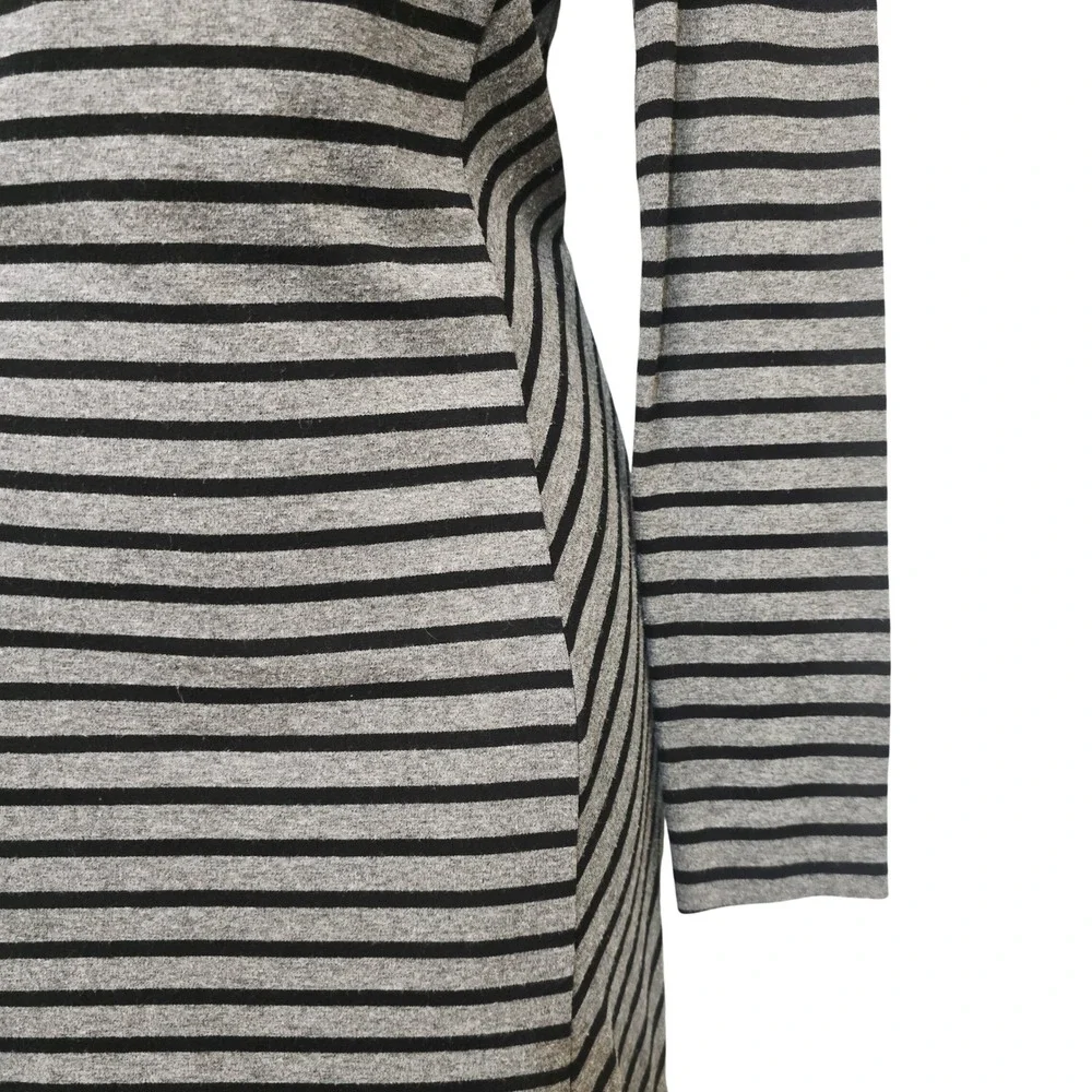 Tory Burch Grey Black Striped Mock Neck Long Sleeve Dress‎ XS 30142482